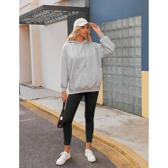 Zeagoo Womens Oversize Hoodies Pullover Sweatshirts Winter  Coat - Light Gray - Picture 3 of 6